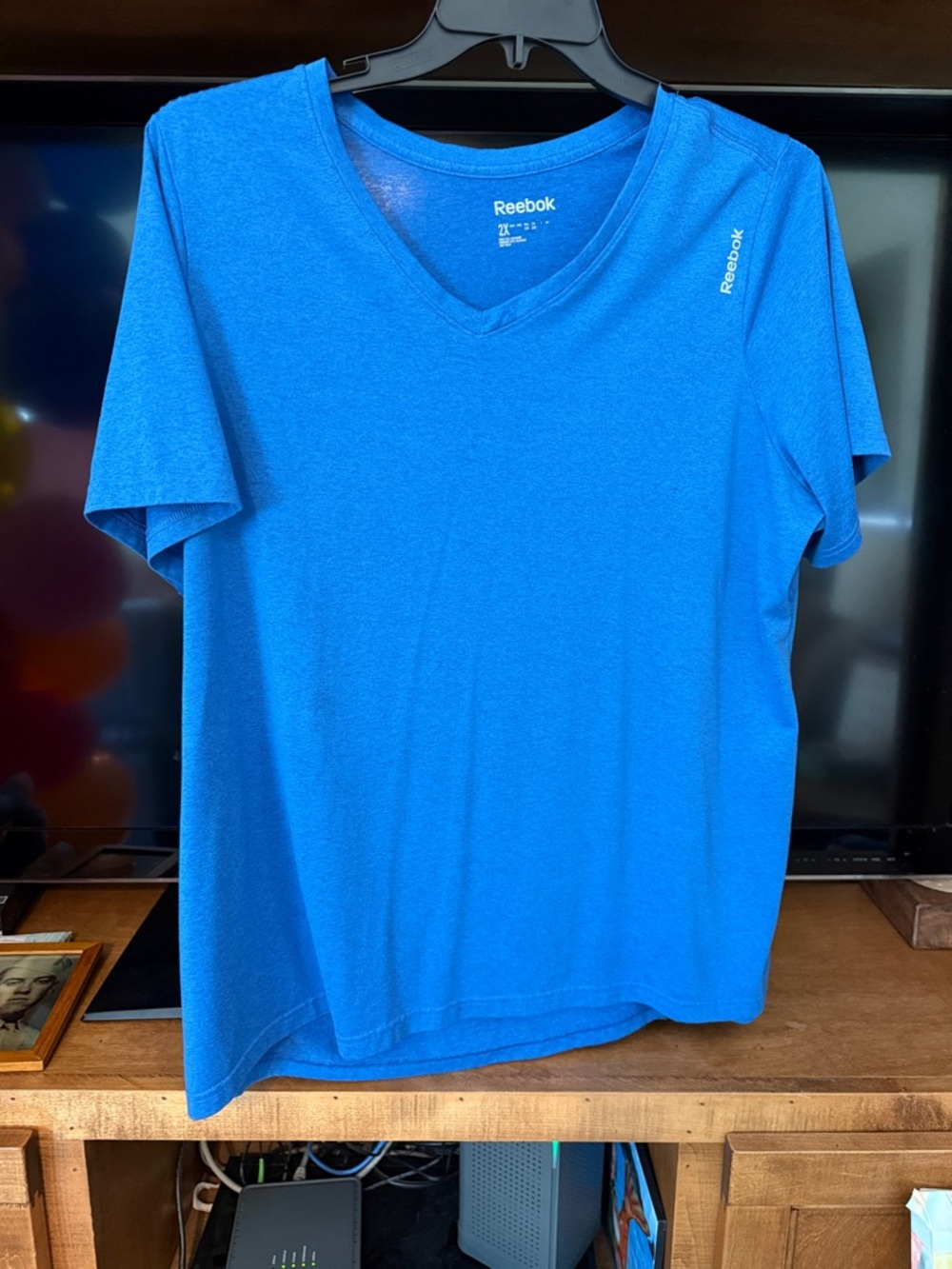 Reebok Men’s Bright Blue V-Neck Performance Tee